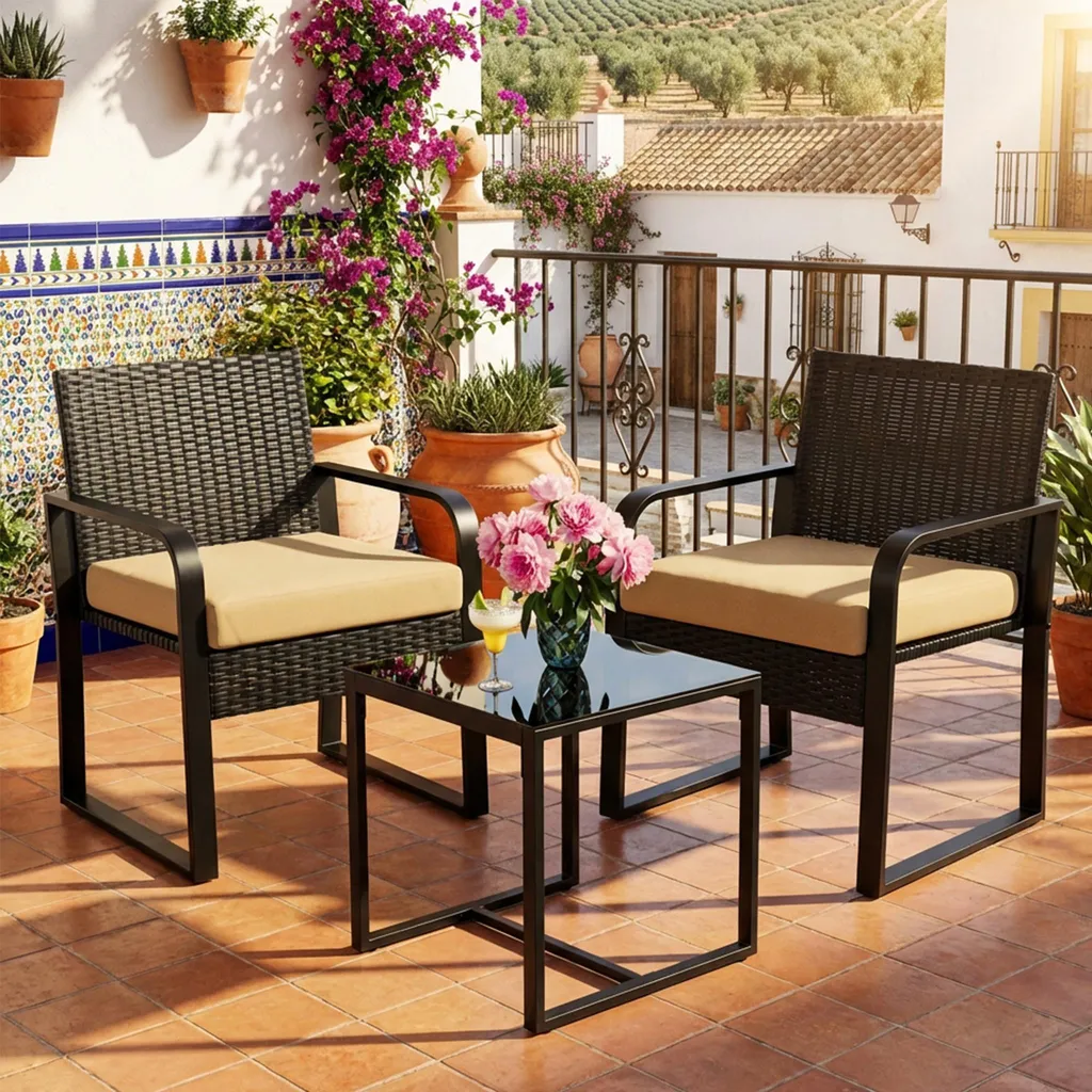 Set di mobili da giardino Bealife, set da balcone, set di tavolo e sedie da giardino per rilassarsi all'aperto, set, 3 pz