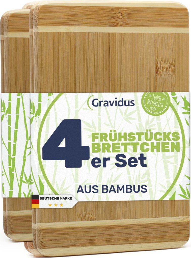 Bambus Frühstücksbrettchen Schneidebretter Set, Menge:4 Produktbild 