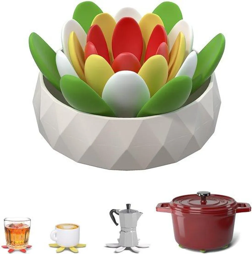 Set de 4 sous-mains en silicone souple multi-tailles coloris transparent