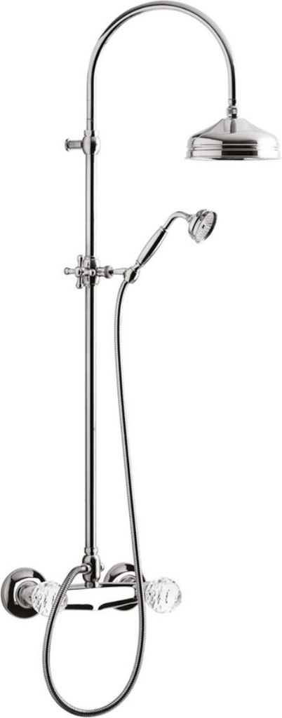 Luxus Badezimmer Duschgarnitur mit Swarovski Kristallglas Silber - Jugendstil Retro Dusch und Wannen Armatur Chrom Brauseset