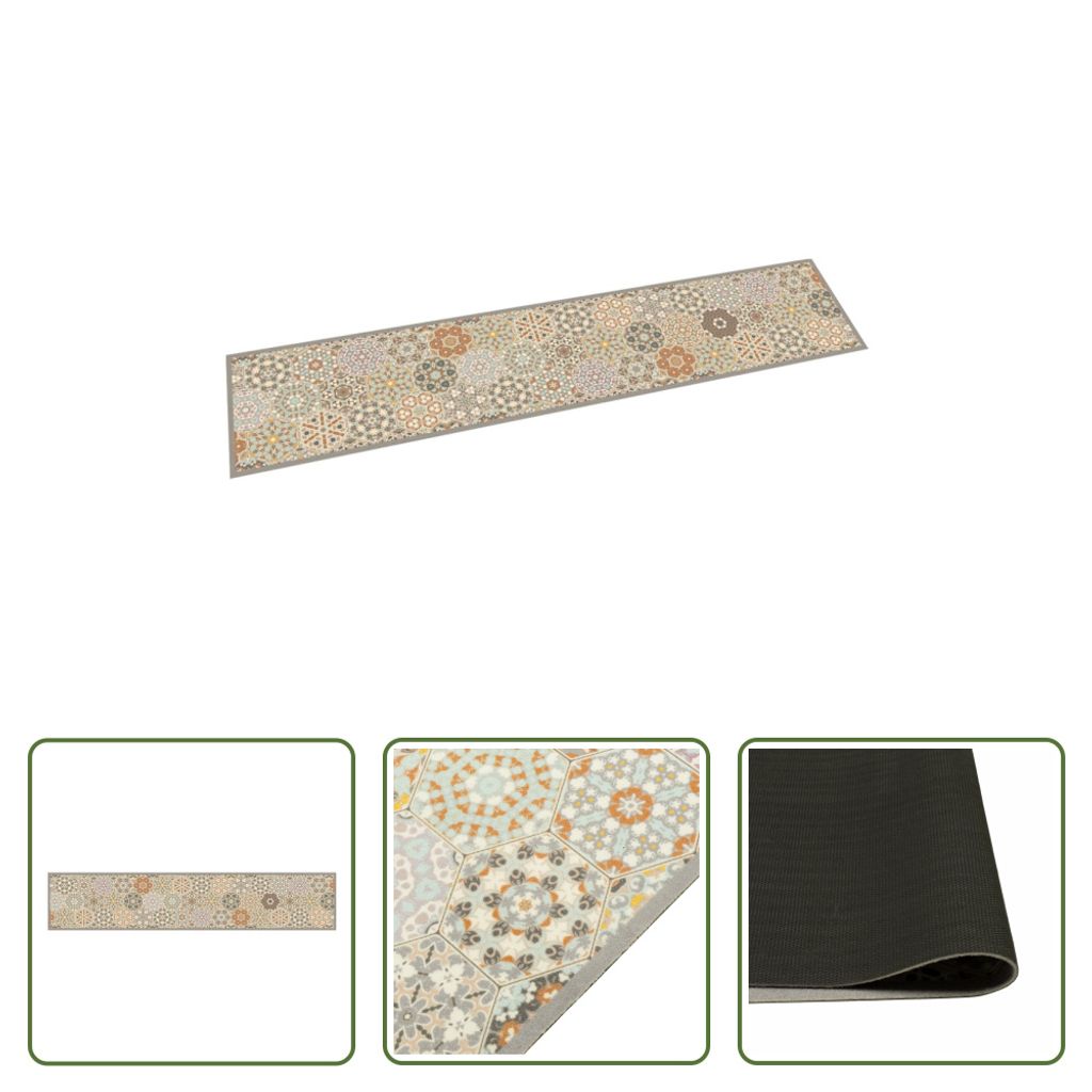 The Living Store Küchenteppich Waschbar Hexagon Pastell 60x300 cm Samt