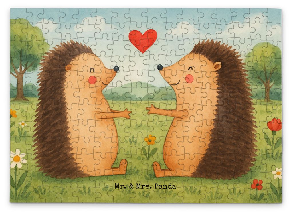 Mr. & Mrs. Panda Puzzle Igel Liebe Design 192 Teile - Weiß - Geschenk, Geduldspiel, 1500, 1000, Freundin, Hochzeit, Hochzeitstag, 500, 2000