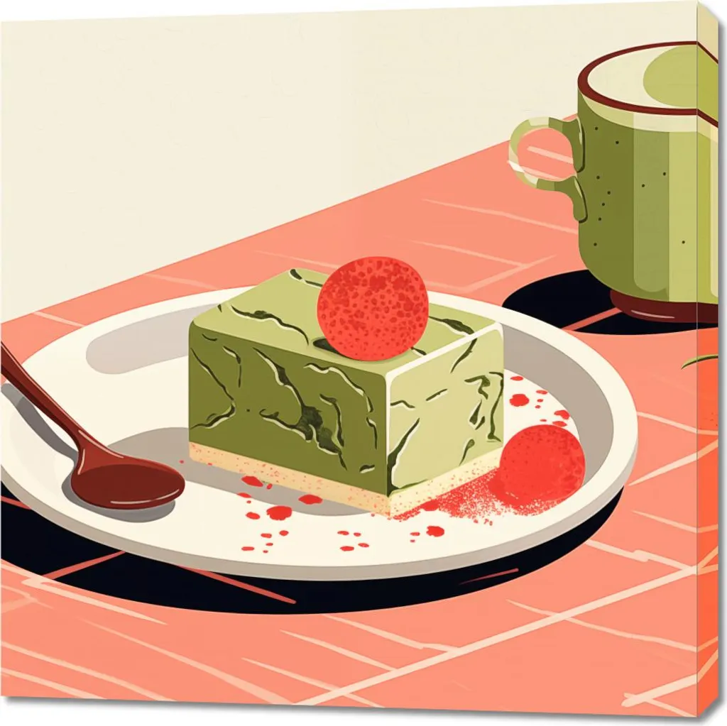 Tableau Cuisine Dessert au Matcha 90x90 cm Déco Murale Restaurant Zen