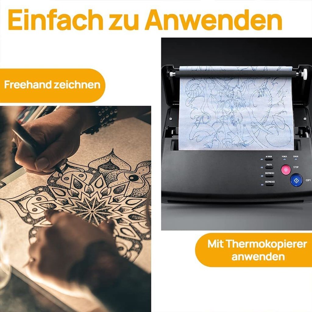 MUNBYN Tattoo-Transferpapier 20 Blatt - 4-lagig Für Klare Tattoo-Schablonen