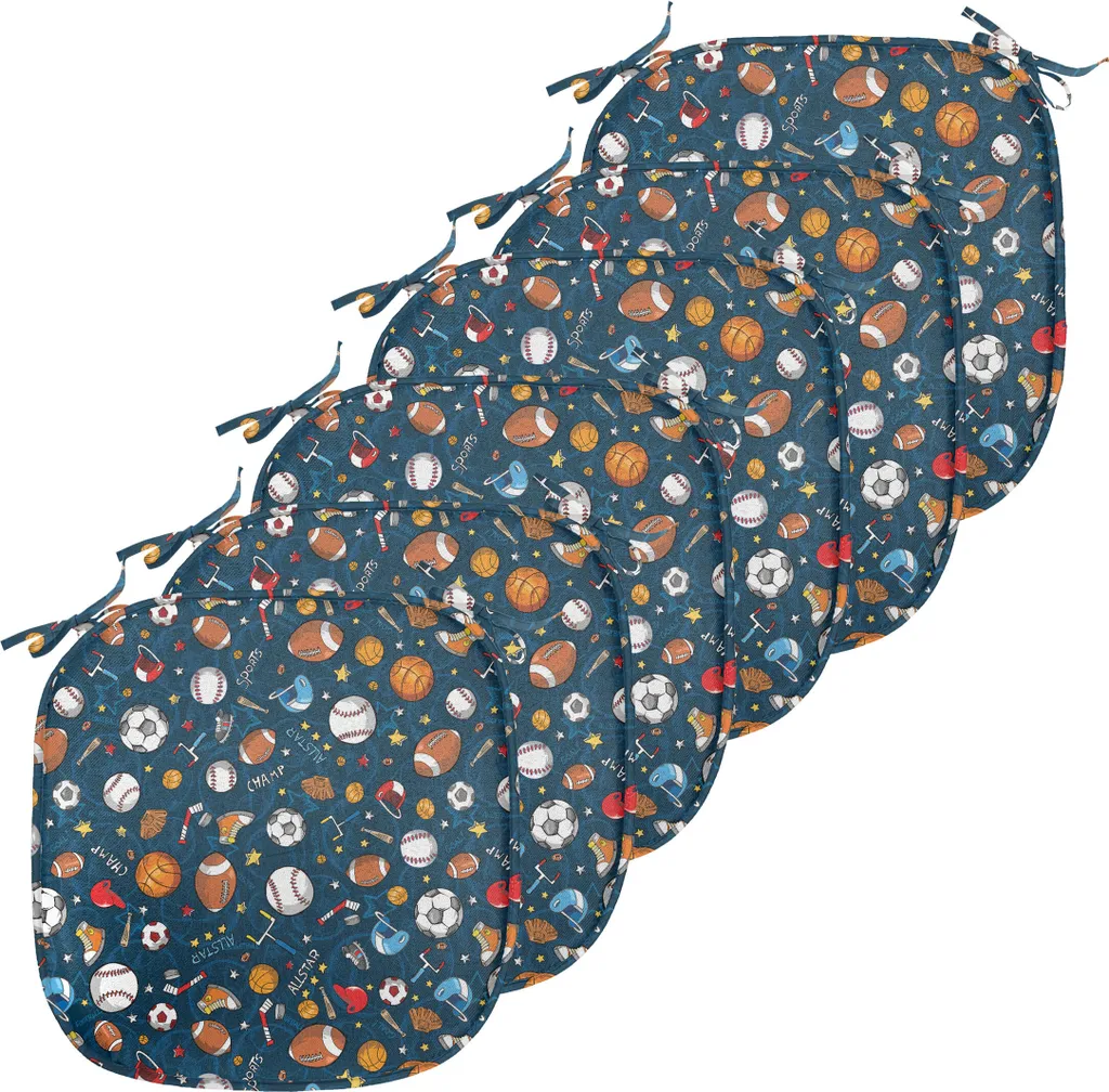 Coussins de Chaise de Cuisine Imperméables Bleu Foncé Multicolore