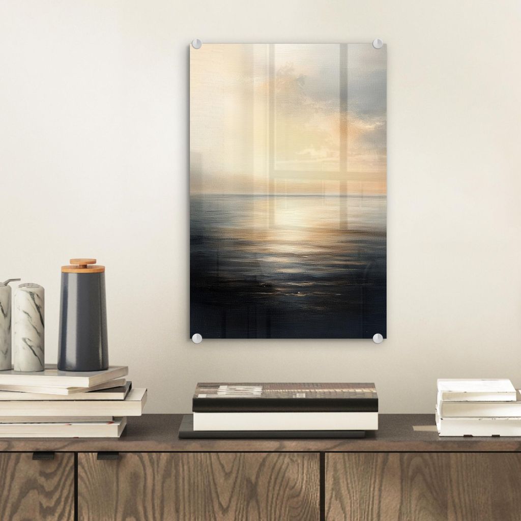MuchoWow Glasbilder - Bilder auf Wandbild - Foto auf Glas Sonne - Horizont - Meer 20x30 cm Wanddekoration aus Glas - Acrylglasbild - Acrylbilder - ...