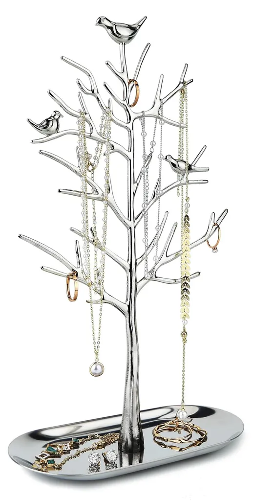 Porte-bijoux arbre et présentoir branches avec socle coupelle en métal