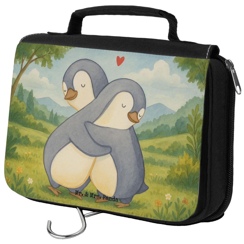Mr. & Mrs. Panda Kulturbeutel Pinguine Kuscheln Design - Weiß - Geschenk, für Frauen, Kulturtasche, kulturtäschchen, Waschtasche, kosmetiktäsch...