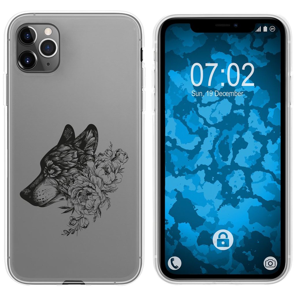 PhoneNatic Case kompatibel mit Apple iPhone 11 Pro Max Silikon-Hülle Floral Wolf M3-1