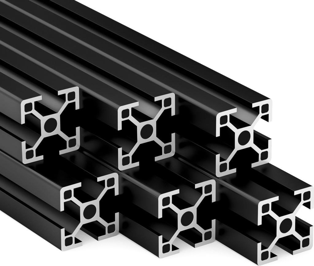 KLAK 30 - Aluprofil 6 Stück 30x30mm 2m System-, Montage-, Konstruktionsprofil Nut 8 schwarz