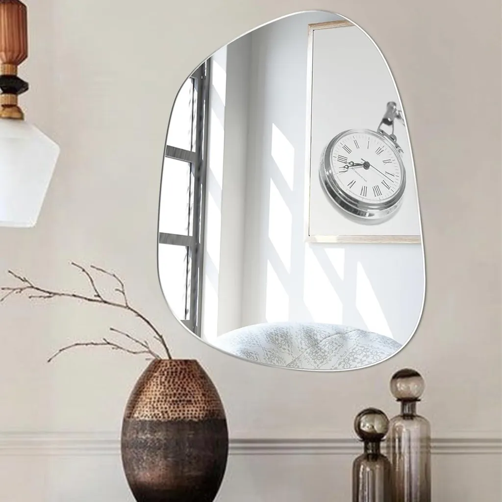 Miroir de salle de bain adhésif design asymétrique - Verre poli 35x48 cm