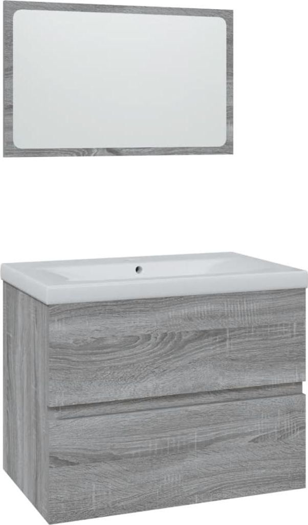 vidaXL Badmöbel-Set Grau Sonoma Holzwerkstoff