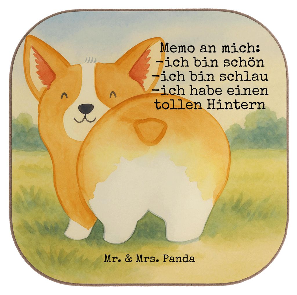 Mr. & Mrs. Panda Untersetzer für Gläser Corgi Po Design - Weiß - Geschenk, Sprüche, Spruch, Positiv, bieruntersetzer, gläseruntersetzer, Hund,...