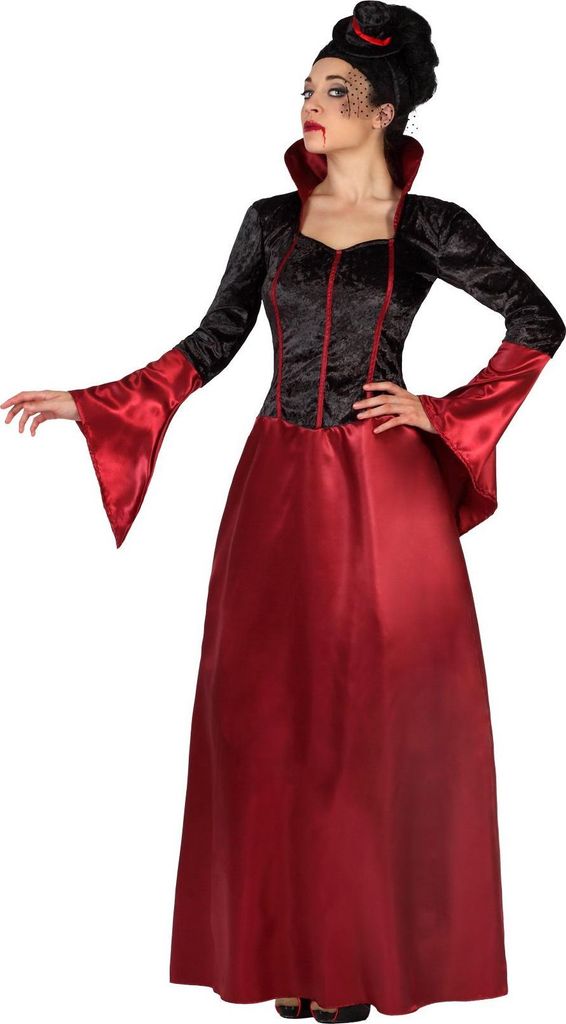 Elegante Vampirin Halloween-Damenkostüm schwarz-rot - XXL
