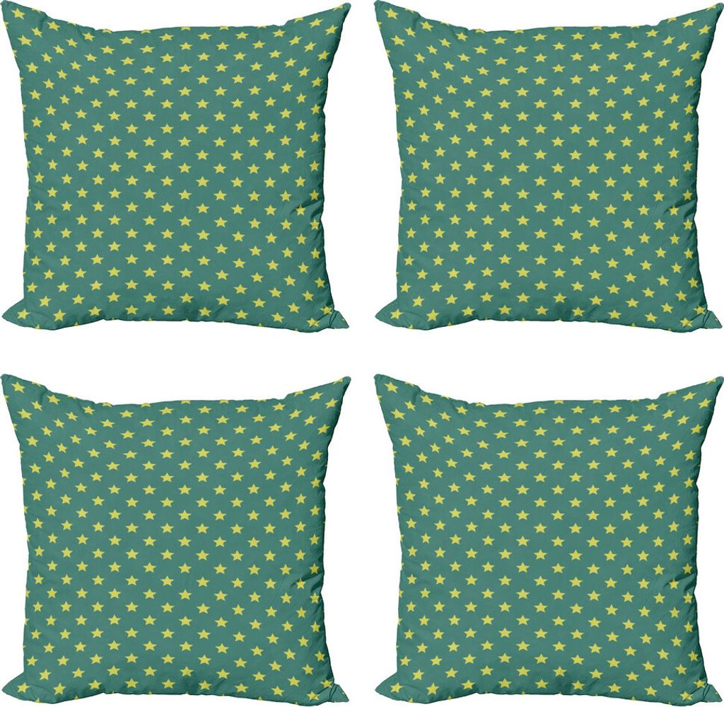 ABAKUHAUS Sterne Kissenbezug Set (4 Stück), Vintage Geometry Pattern, Moderner Doppelseitiger Digitaldruck, 60 cm x 60 cm, Jade-Grün-Hellgrün