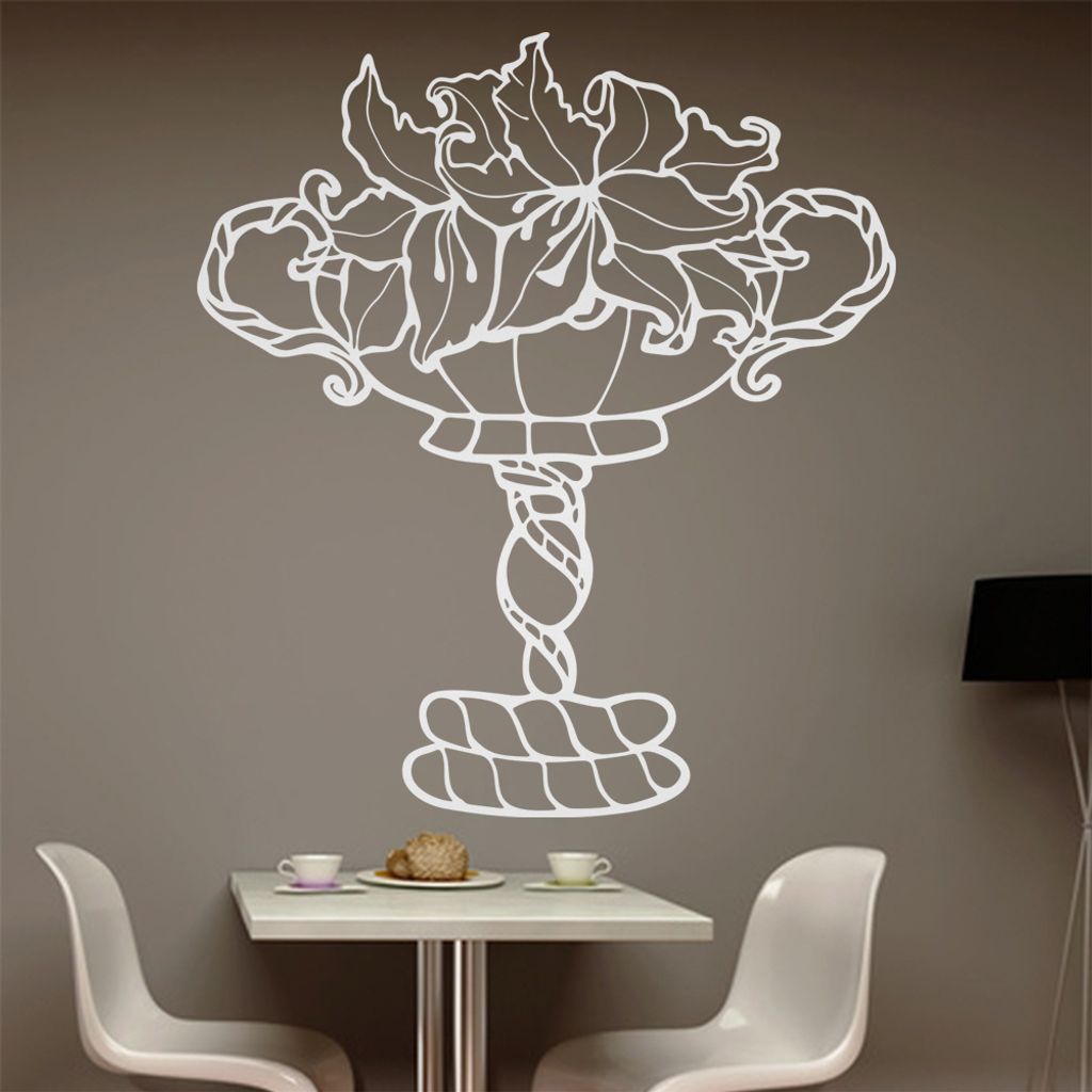 Pflanzen - Pokal - Dekoration Wandtattoo in 6 Größen - Wandaufkleber Wall Sticker - Dekoration, Küche, Wohnzimmer, Schlafzimmer, Badezimmer
