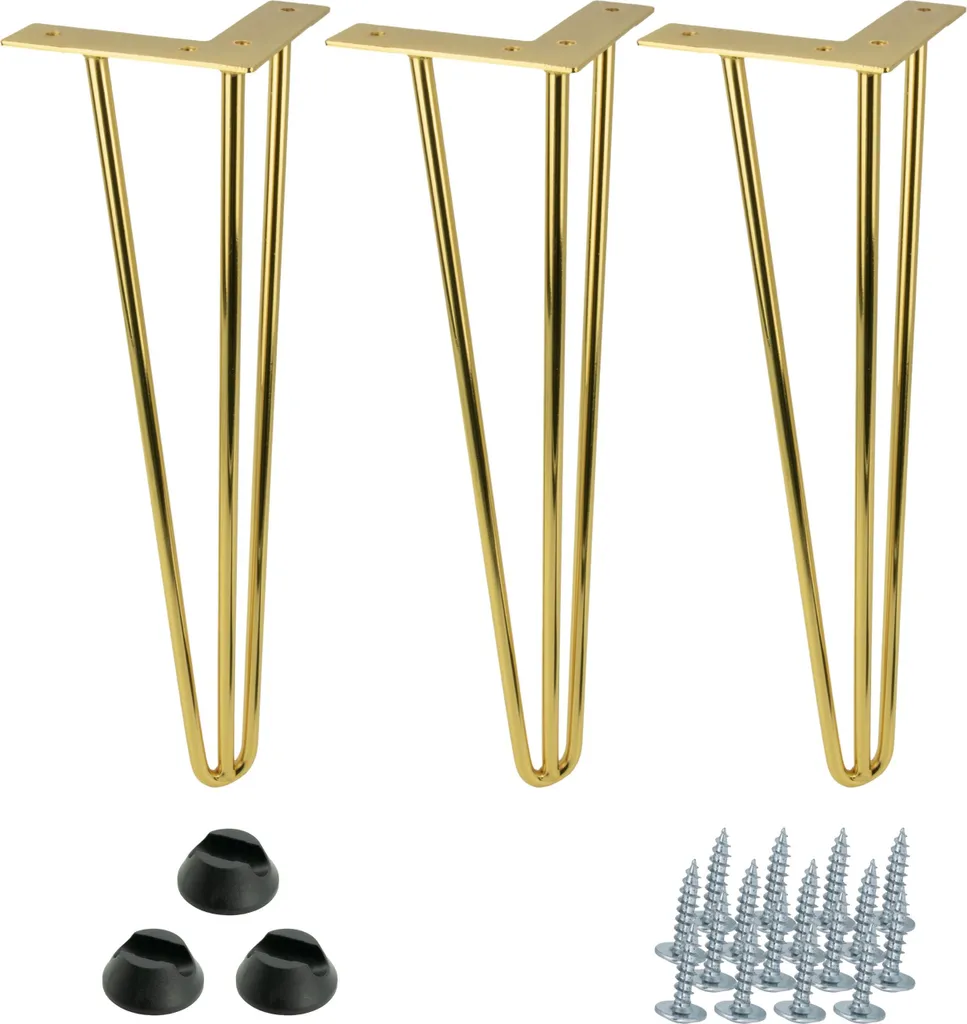 Rénovation meuble : pieds 41 cm or brillant stables pour table et banc