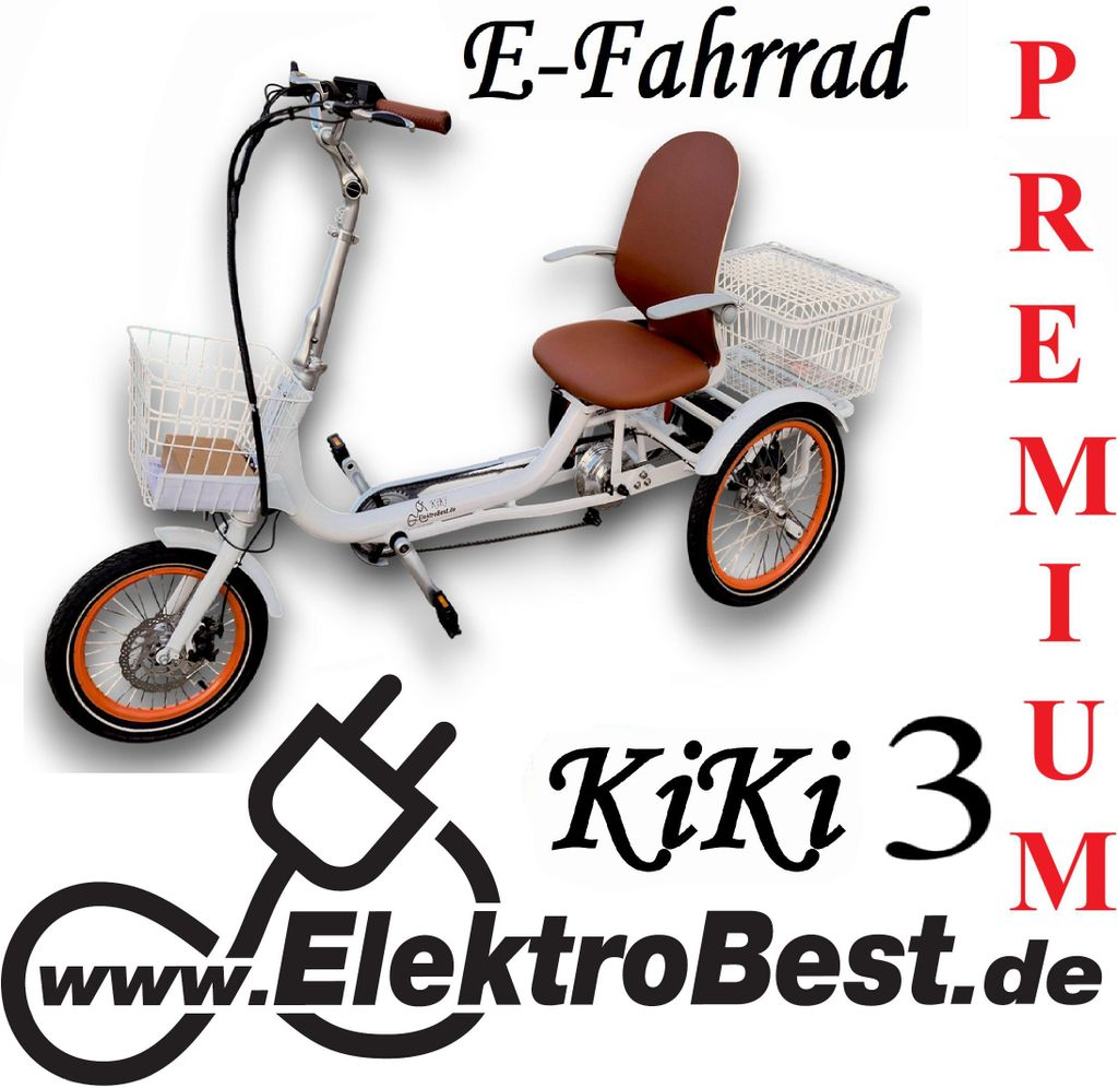 Elektro Therapierad Gleichgewichtsproblem Lösung! Dreirad KiKi 3 Alu Klapprad Erwachsene bis 25km/h Differential Rückwardsgang!