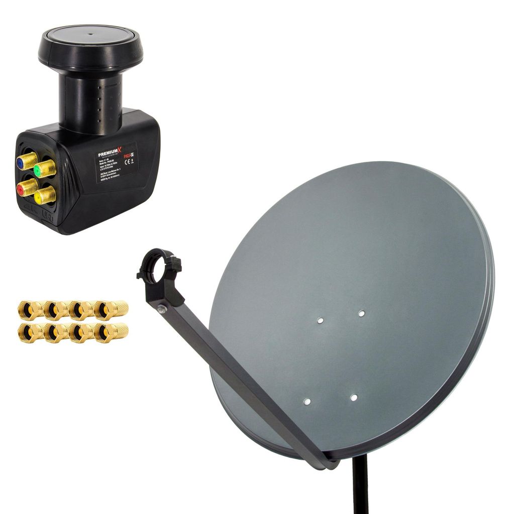 PremiumX SAT Anlage 80cm Satellitenschüssel Quad LNB 8x Produktbild 