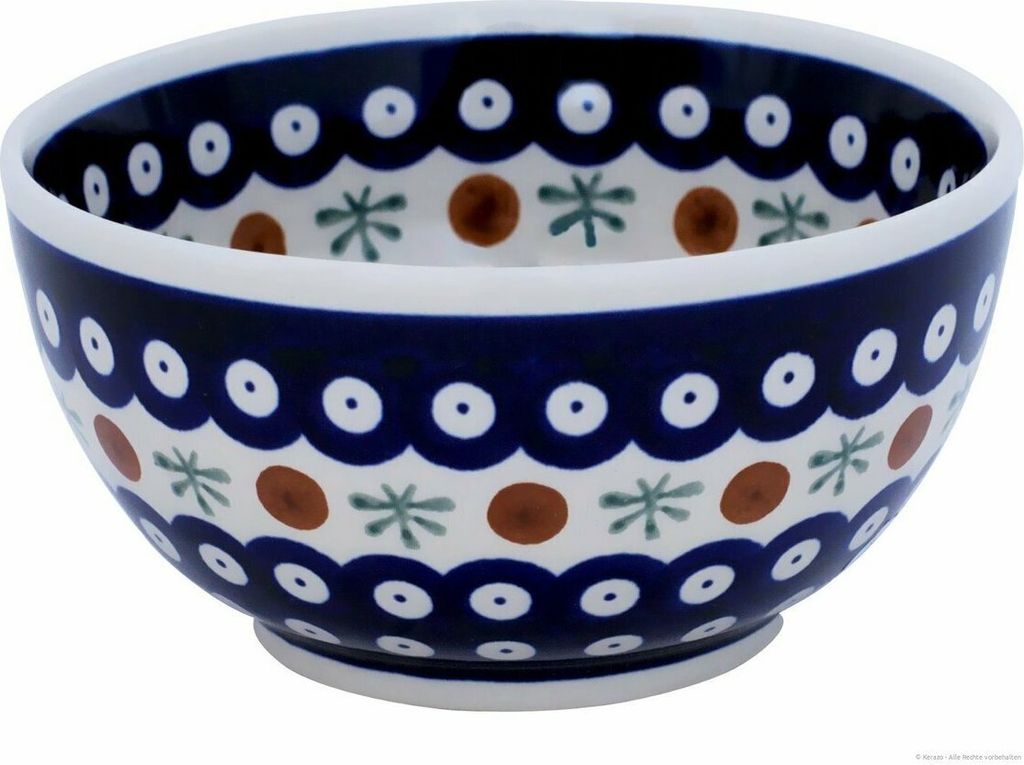 Original Bunzlauer Keramik 500ml Schüssel Schale mit Muster im inneren Ø14 cm Dessertschale Müslischale Kompttschale im Design 41