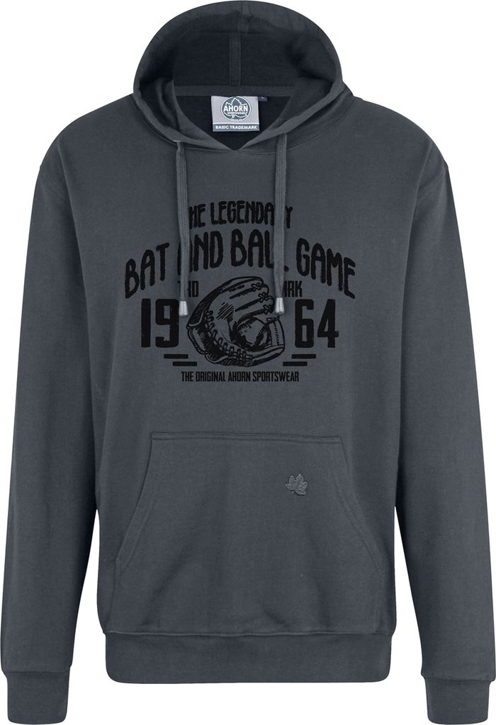 Übergrößen Kapuzen-Sweatshirt AHORN SPORTSWEAR Legandary Ball Game Iron Grey 3XL
