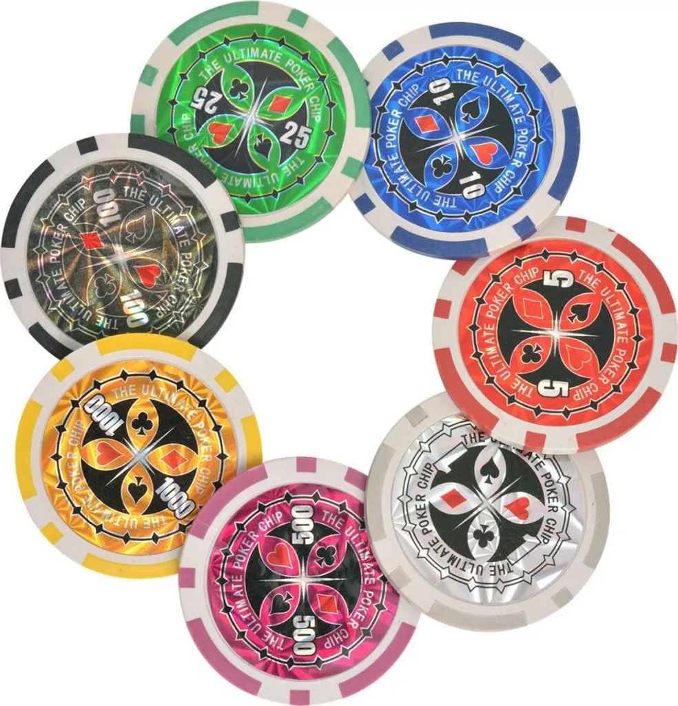 VidaXL Coffret Poker – 1000 Jetons Laser + 6 Dés + 3 Jeux De Cartes – Coffret Aluminium 53 X 37 X 6,7 Cm