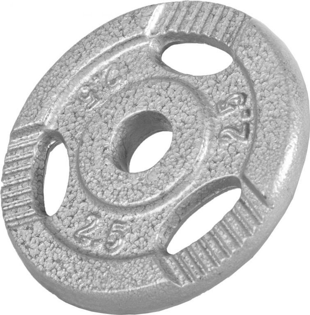 GORILLA SPORTS Hantelscheiben - 2,5kg Gewichte, Tri-grip, 30mm, Gusseisen, Silber - Gewichtsscheiben, Hanteln Set