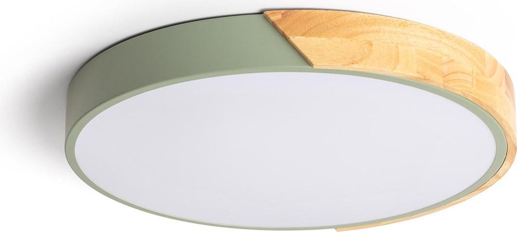 LED-Deckenleuchte 24W Rund Holz CCT Wählbar Ø418 Semi-Dari Seladongrün