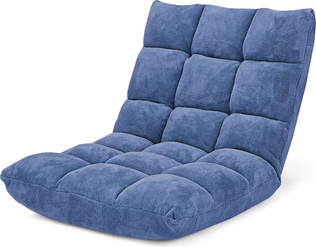 GOPLUS Bodenstuhl, Floor Chair Farbewahl, Meditationsstuhl Faltbar, Bodensofa mit Einstellbarer Rückenlehne,18 Faule Sofa (Blau)