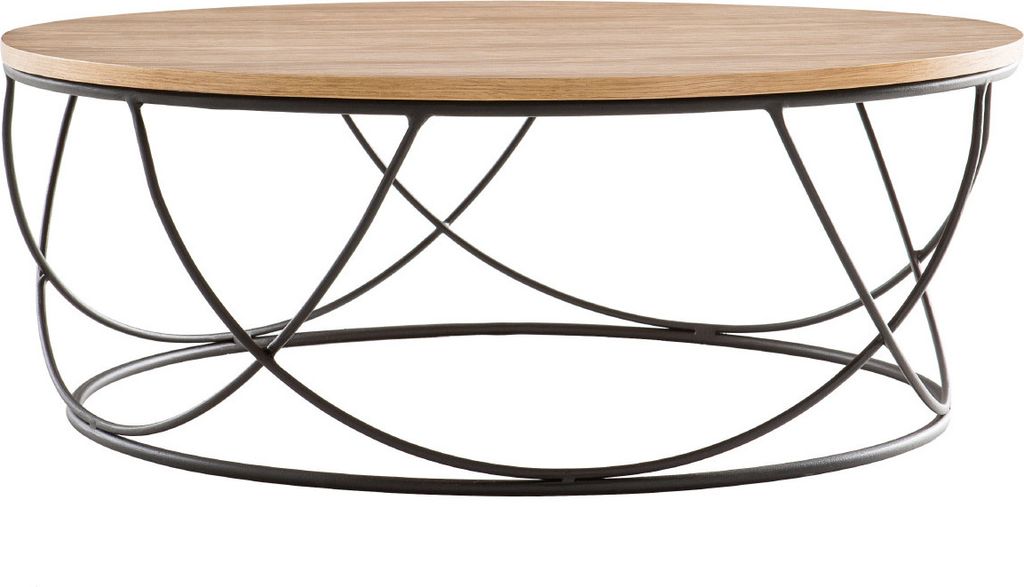 Miliboo - Couchtisch Holz und Metall Schwarz rund 80 cm LACE