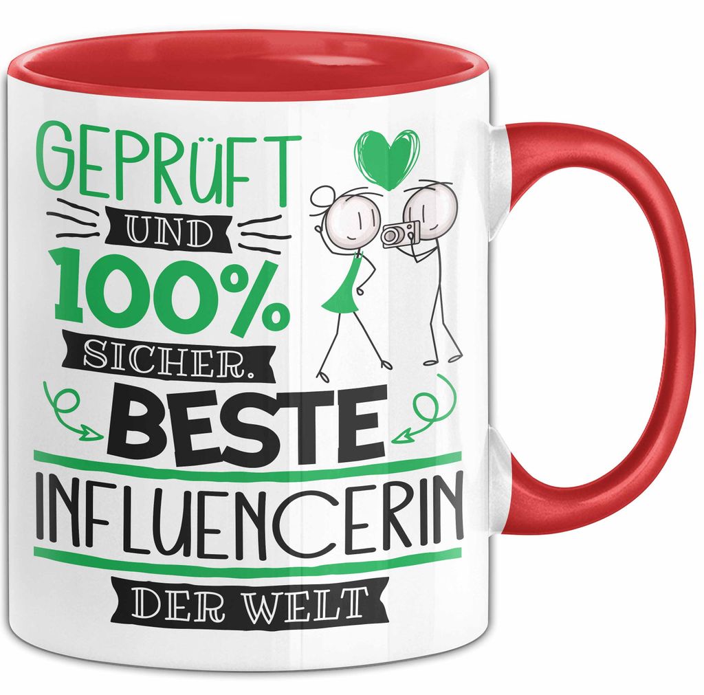 Beste Influencerin Der Welt Tasse Geschenk für Eine Influencerin Und Sicher Geschenkidee Geburtstag Weihnachten (Rot)
