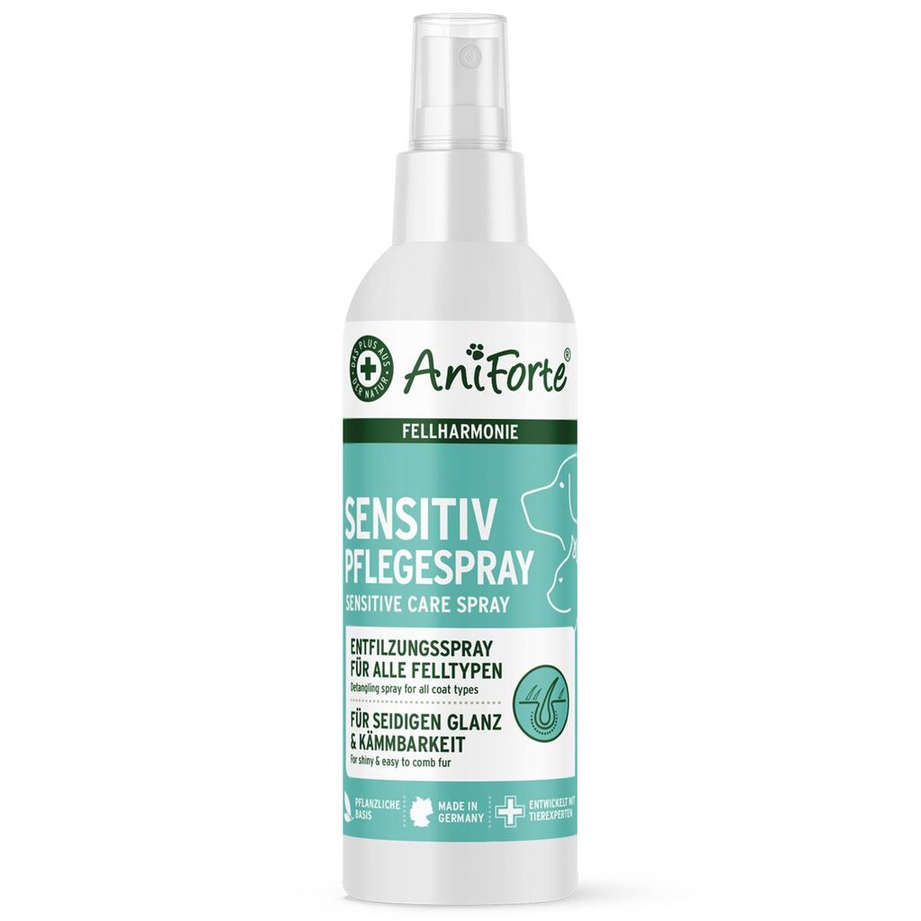 AniForte Fellharmonie Pflegespray Sensitiv 200 ml – Sanfte Fellpflege für Hunde & Katzen, Entfilzungsspray & Kämmhilfe, für glänzendes Fell