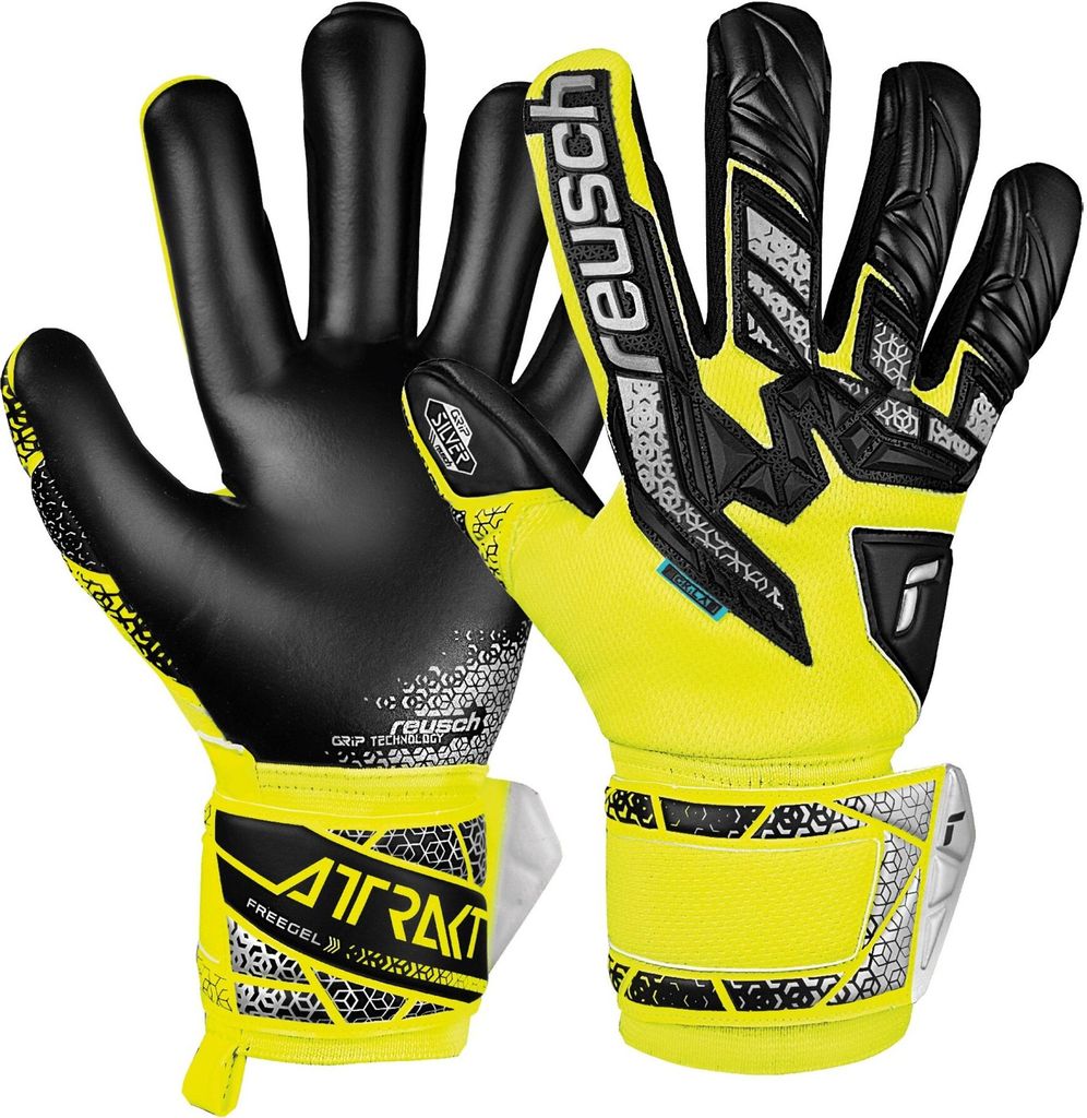 Reusch Torwarthandschuhe Attrakt Freegel Silver mit Evolution Negative Cut 2025 safe yell/silver/black 10