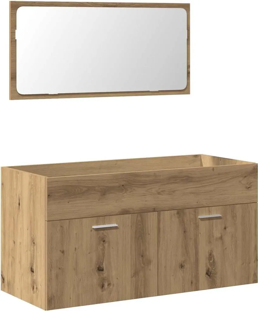 vidaXL Mobile Bagno con Specchio Rovere Artigianale - Design Salvaspazio