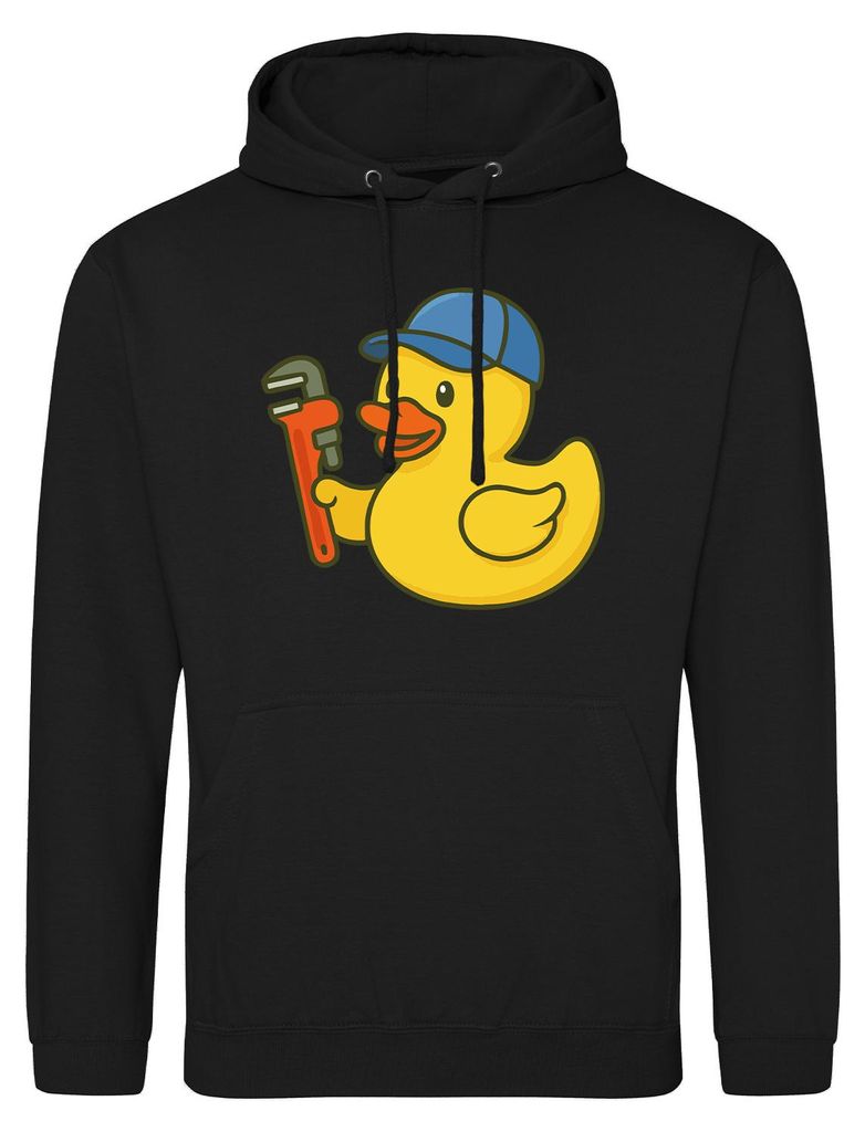 Huuraa Uni Hoodie Quietscheente Installation Comic Gummiente 3XL Deep Black Vegan Sweatshirt Geschenkidee