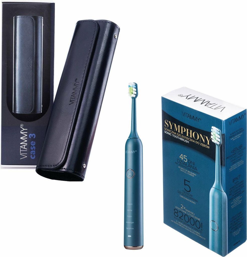 VITAMMY SYMPHONY Schallzahnbürste mit elegantem Etui, blau + schwarzes Etui