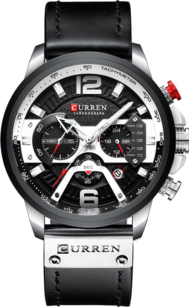 CURREN 8329 Quarzuhr Business Men Einfache Sport-Armbanduhr Drei Hilfszifferblaetter Kalender Zweite Minute 24-Stunden-Anzeige 3ATM Wasserdichte Mo...