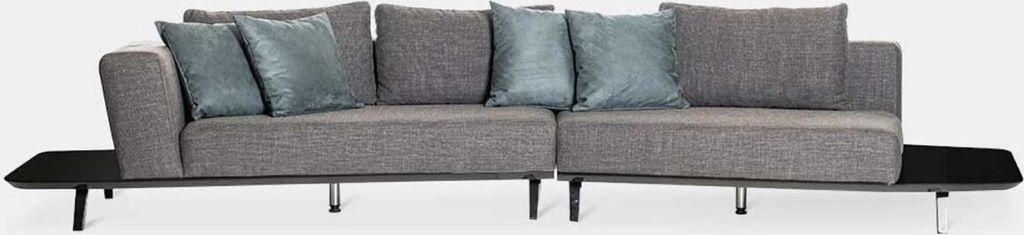 Casa Padrino Luxus Sofa Grau / Schwarz 357 x 120 x H. 65 cm - Gebogenes Wohnzimmer Sofa - Hotel Sofa - Wohnzimmer Möbel - Hotel Möbel - Luxus Mö...