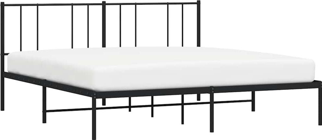 vidaXL Bettgestell mit Kopfteil Metall Schwarz 193x203 cm