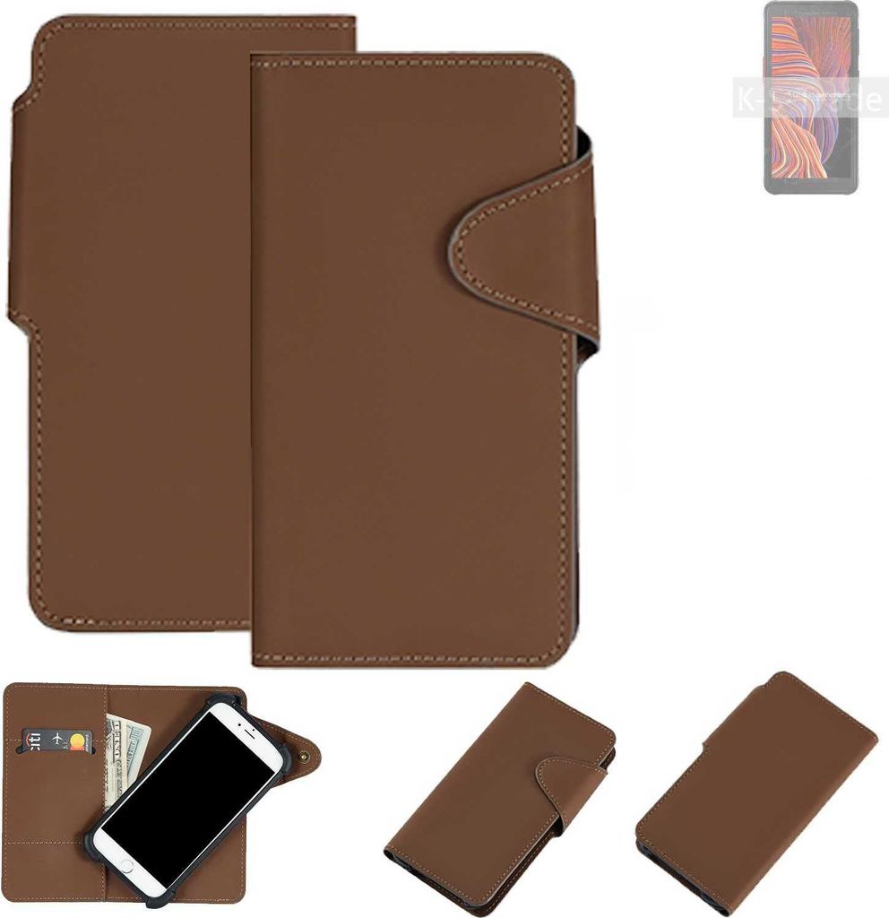 K-S-Trade Schutzhülle Klapphülle Kunstleder für Samsung Galaxy XCover 5 braun Handy Hülle Wallet Case