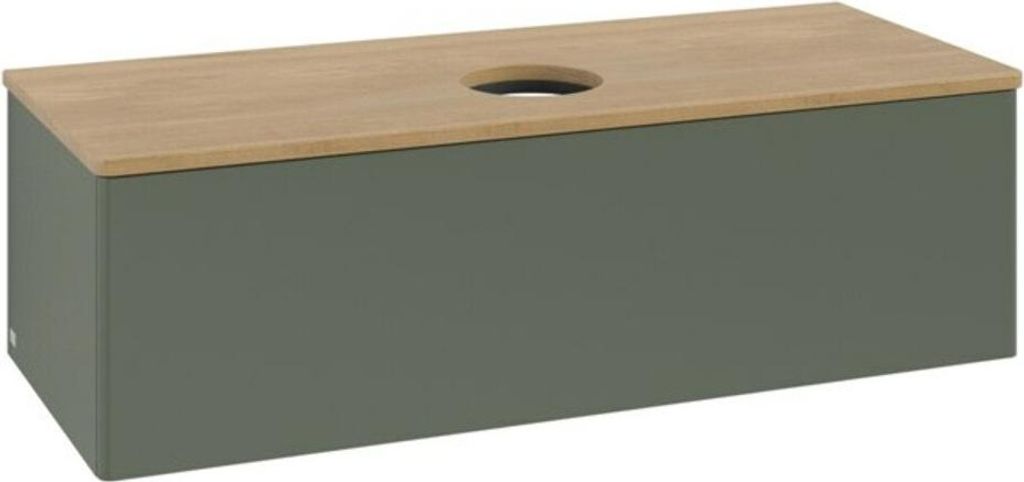 V&B Waschtischunterschrank ohne Frontstruktur, mit Beleuchtung Antao 120x36x50cm, WBP hon. Oa, lea gre. m Lac