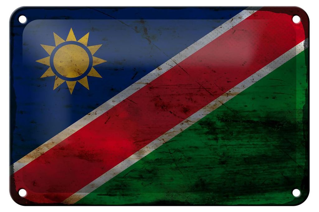 Blechschild Flagge Namibia 18x12cm Flag of Namibia Rost Dekoration