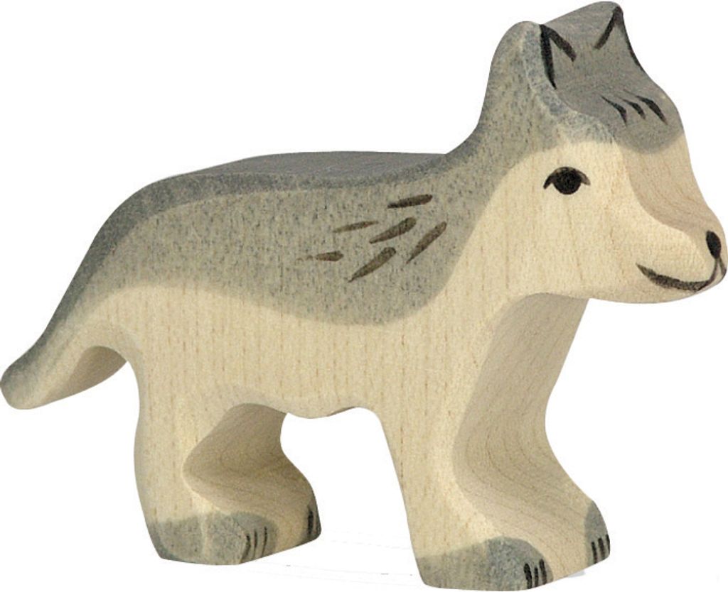 Wolf klein Holzfigur Holzspielzeug Waldtier von Holztiger
