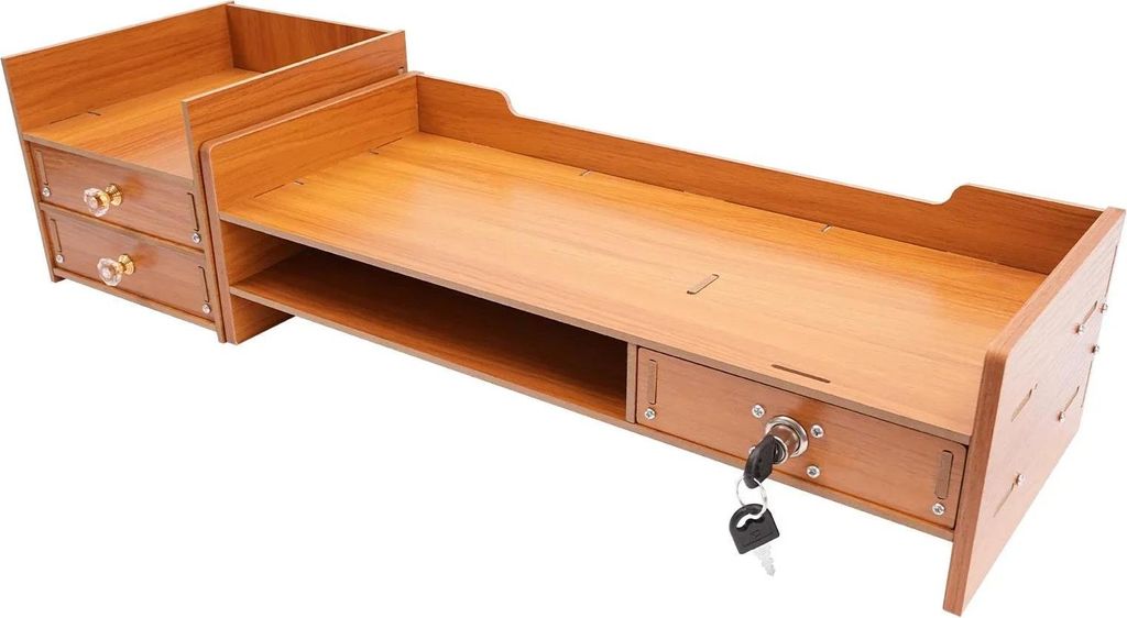 Monitorständer Schreibtisch - Bildschirm Erhöhung Mit Schublade - MDF Holz - Für 25–51 Cm Monitor Und Laptop - Größe 48×20 Cm - Tragkraft 5...