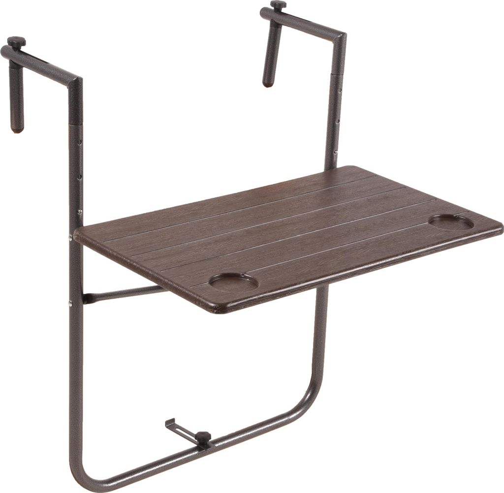Balkontisch KONNI Holz-Optik - Kunststoff, Braun, 59,5x35x83,5cm | Gartentisch Balkon-Tisch Kleiner Tisch Terrassentisch Verandatisch