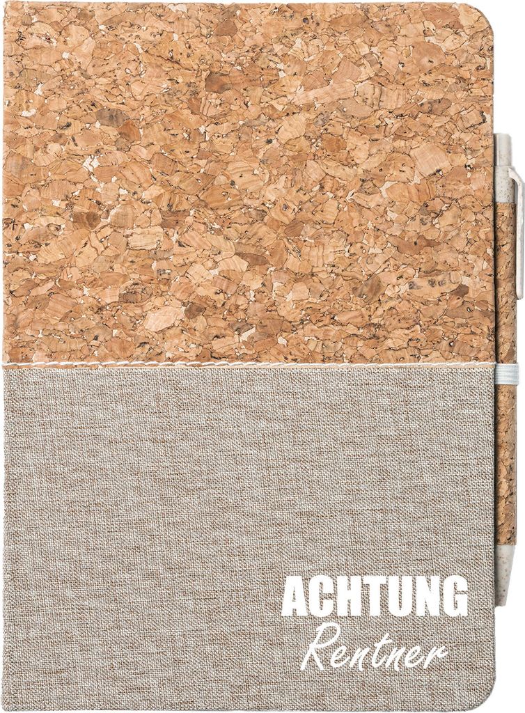 Huuraa Notizbuch A5 Achtung Rentner Schriftzug 80 Blatt inkl. Kugelschreiber Tagebuch Geschenkidee