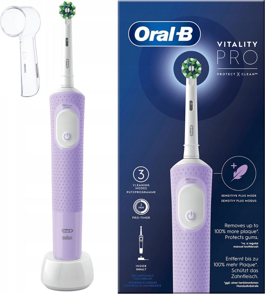 Oral-B Vitality Pro Elektrische Zahnbürste D103 Flieder mit Etui Timer