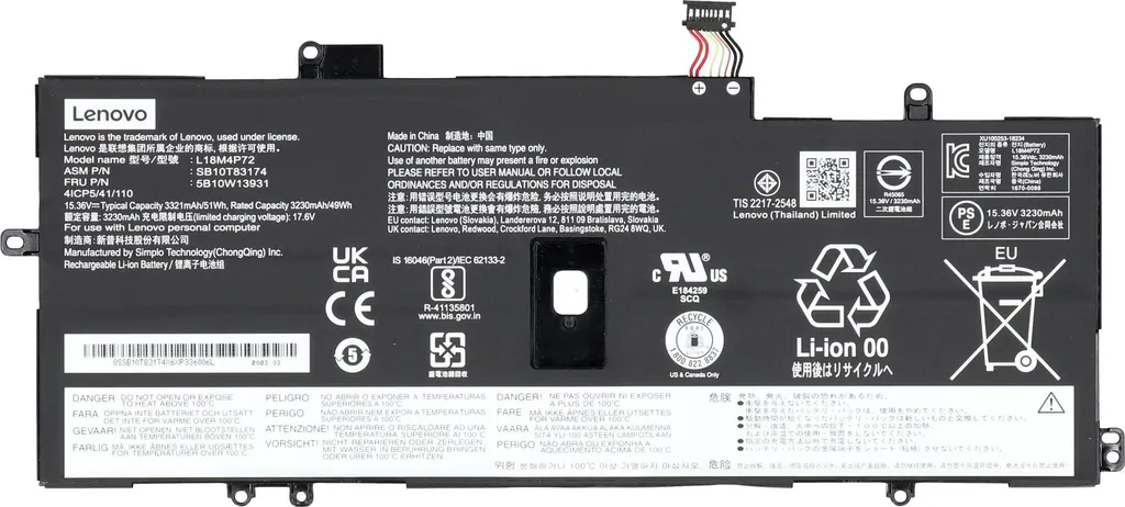 Batterie de Rechange pour ThinkPad X1 Carbon 7th Gen et X1 Yoga 4 Gen
