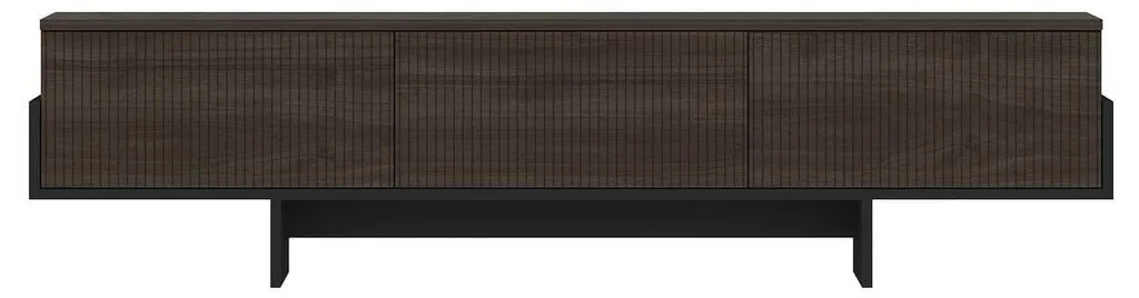 Meuble TV 3 portes abattantes striées HELYO L180 cm style scandinave chic