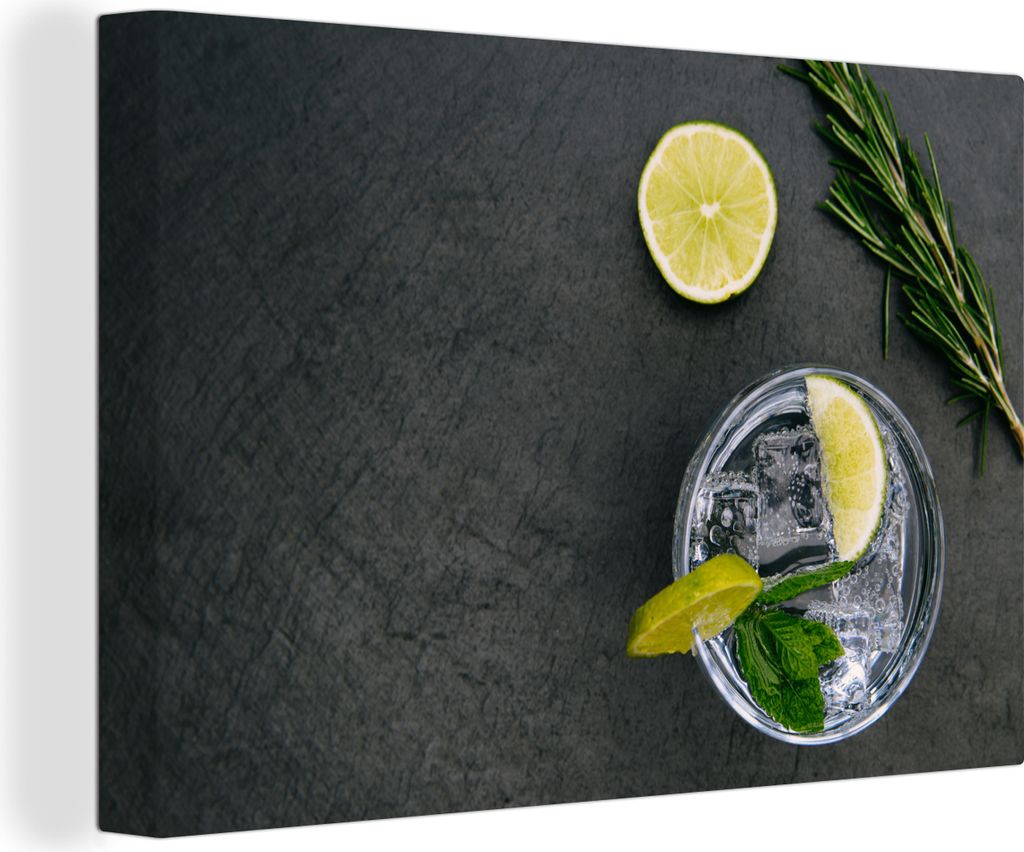 OneMillionCanvasses - Leinwandbilder - 140x90 cm, Cocktail - Glas - Zitrone, Wandbilder Kunstdruck Wanddekoration - Foto auf Leinwand - Gemälde ...